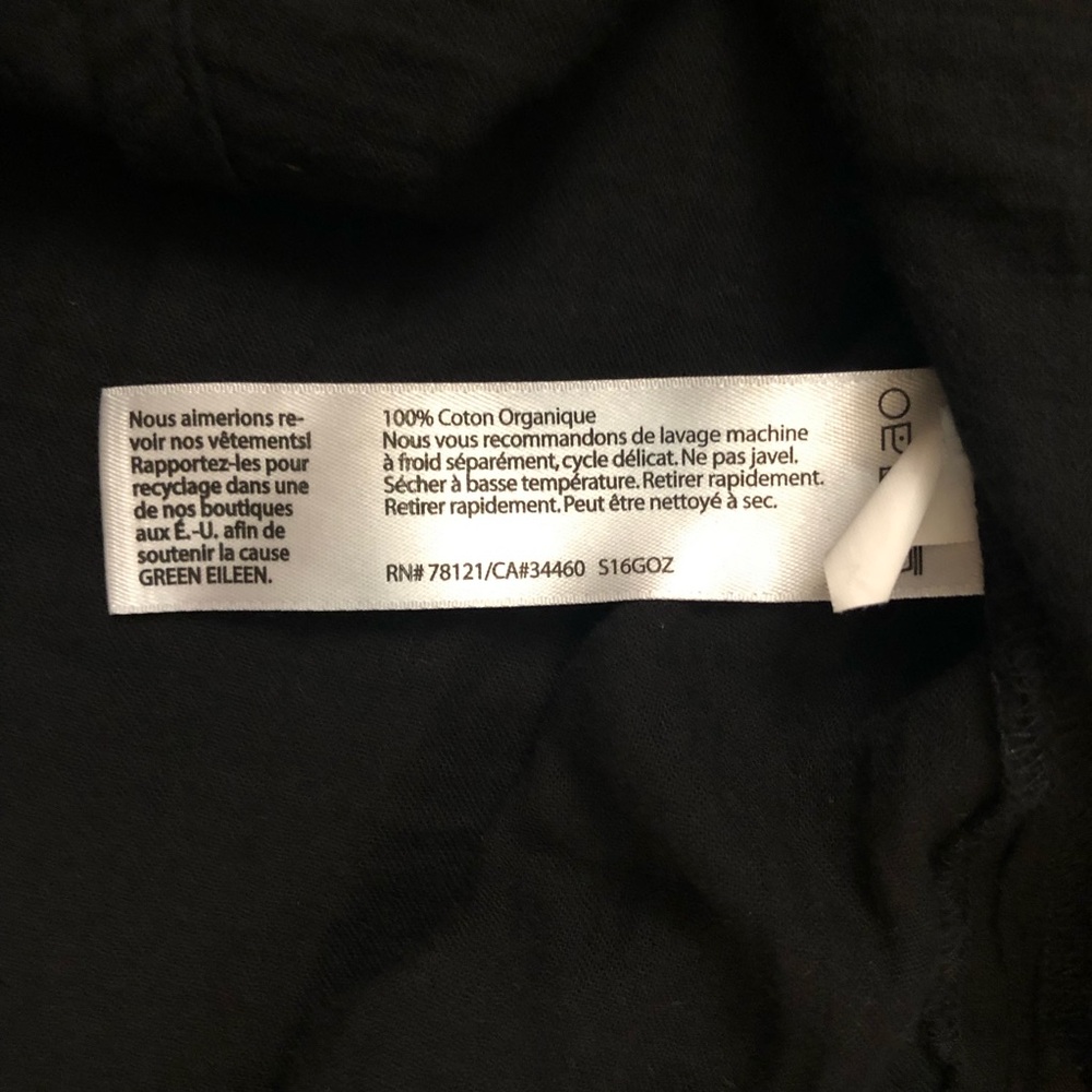 Eileen Fisher Organic Cotton Collarless Long Sleeves Black Shirt Dress size L - Picture 8 of 10